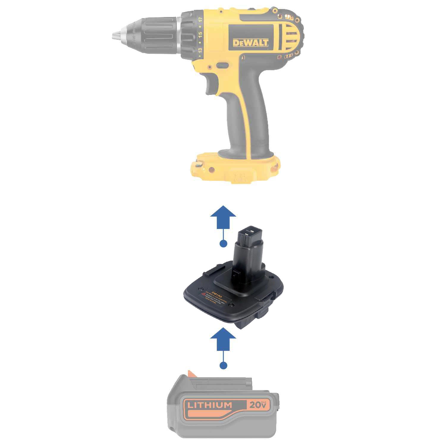 Black and Decker Battery Adapter to DeWalt (NiCad) – Power Tools