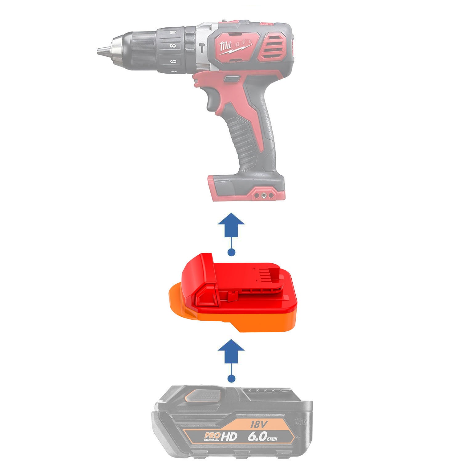 AEG 18V to Milwaukee 18V Battery Adapter (ABS)