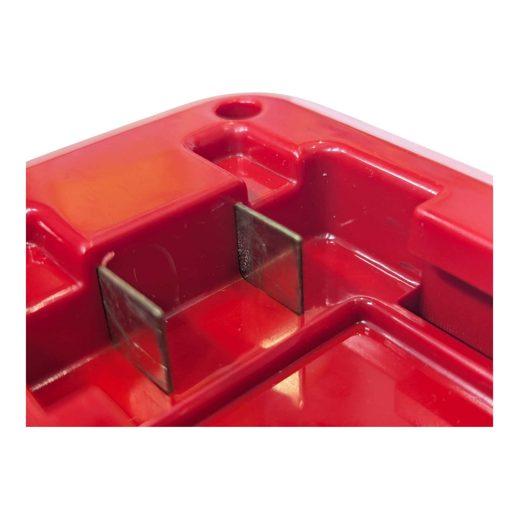 Black and Decker 20V to Milwaukee M18 battery adapter - close-up of the battery-side connection with twin copper contacts