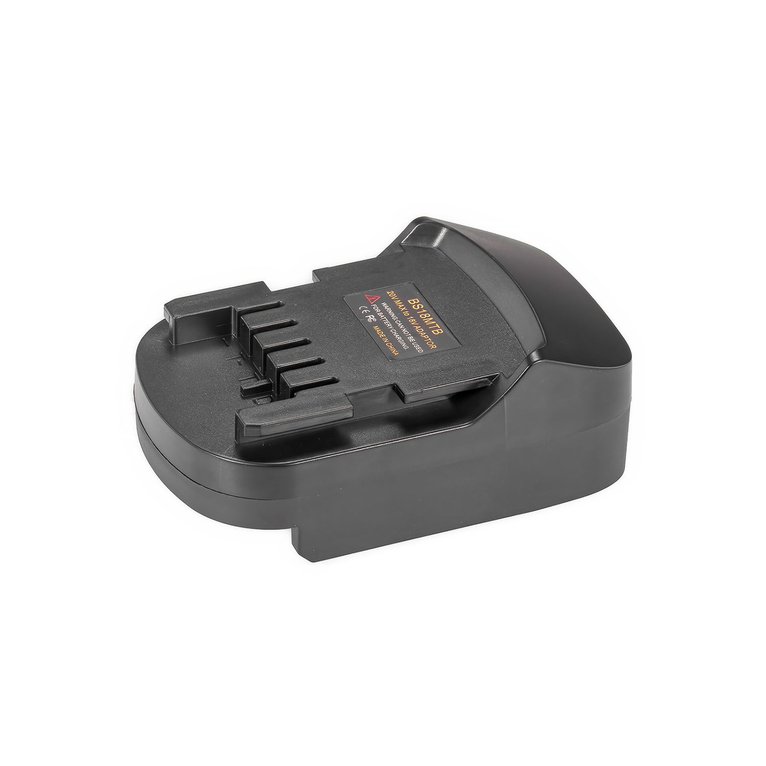 Bosch 18V GBA (Blue) to Metabo CAS 18V battery adapter - Metabo CAS tool-side connection, five terminal slots, guide channel