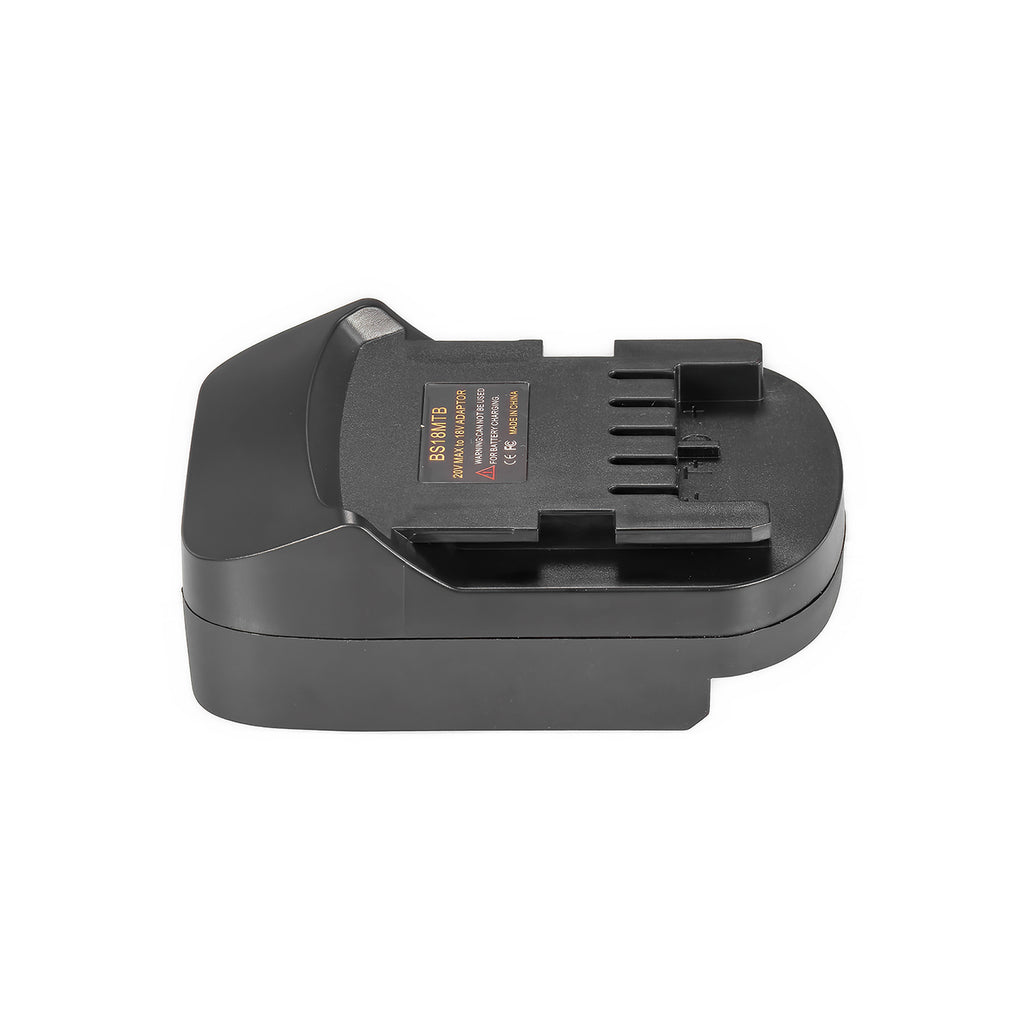 Bosch 18V GBA (Blue) to Metabo CAS 18V battery adapter - Metabo CAS tool-side connection, five terminal slots, guide channel