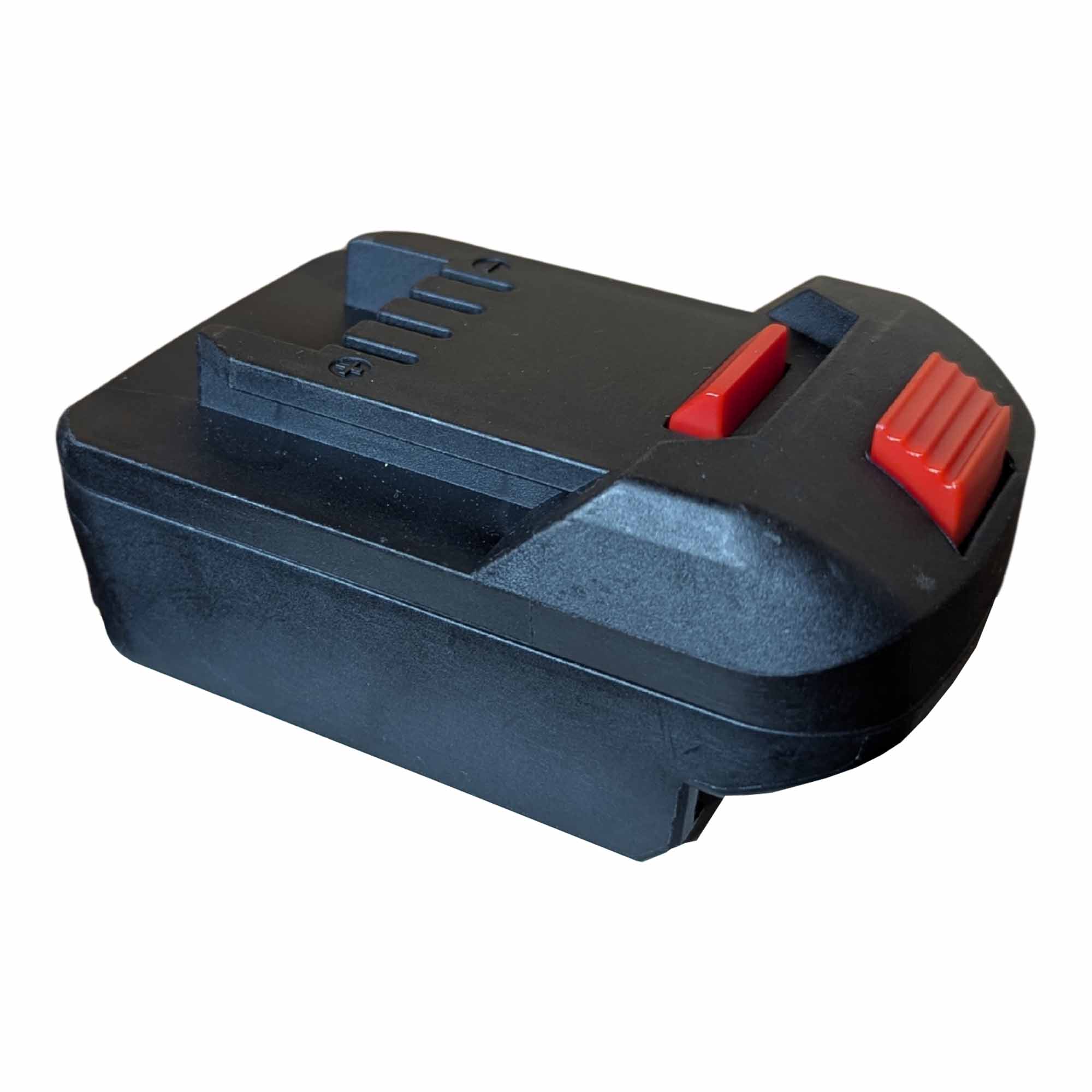 Bosch 18V GBA (Blue) to Parkside X20V battery adapter - tool-side connection with the rail, release button and ribbed catch