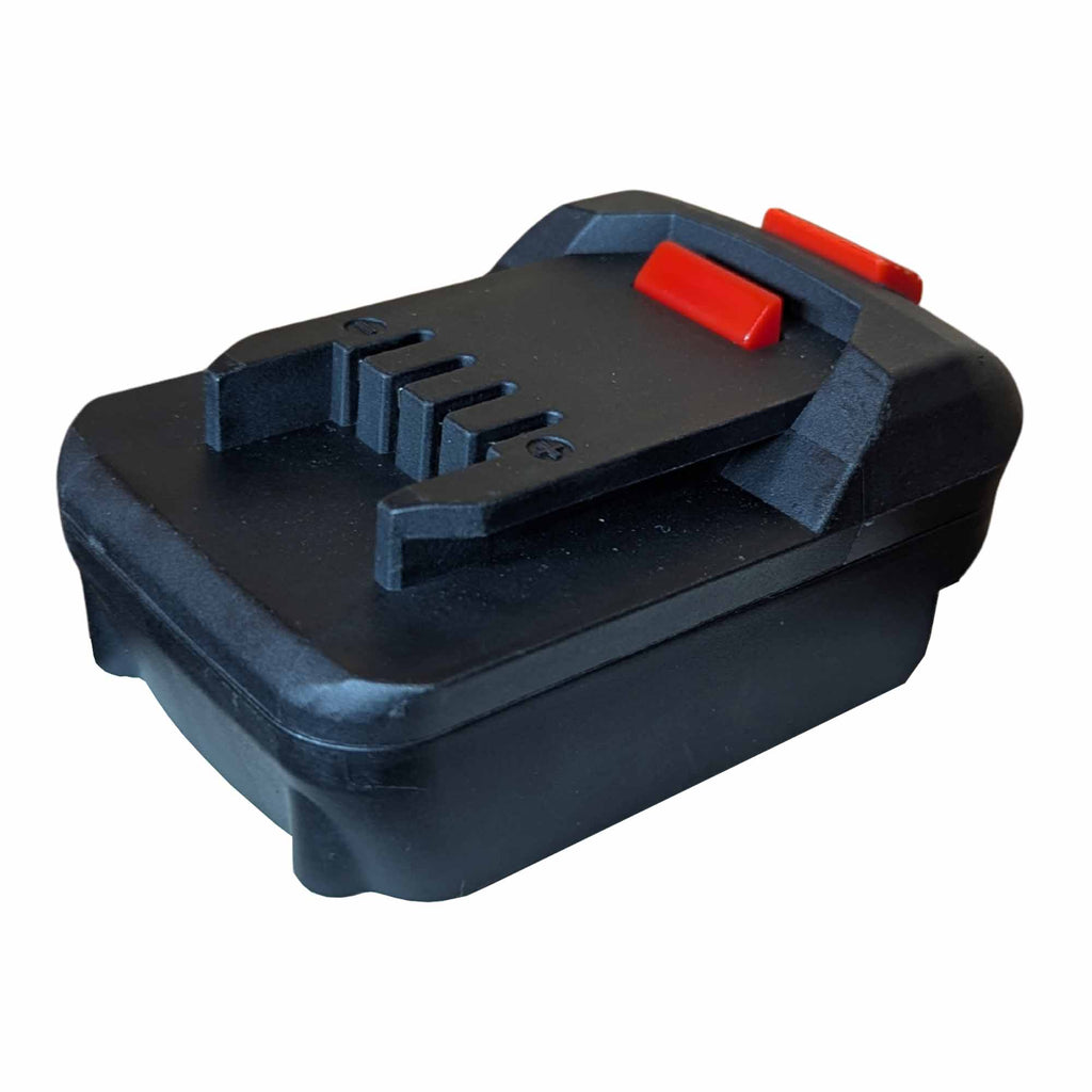 Bosch 18V GBA (Blue) to Parkside X20V battery adapter - tool-side connection with the rail, release button and ribbed catch