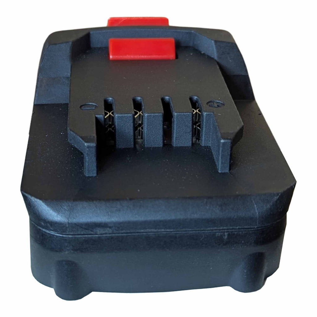 Bosch 18V GBA (Blue) to Parkside X20V battery adapter - tool-side connection with copper spring contacts and polarity marks