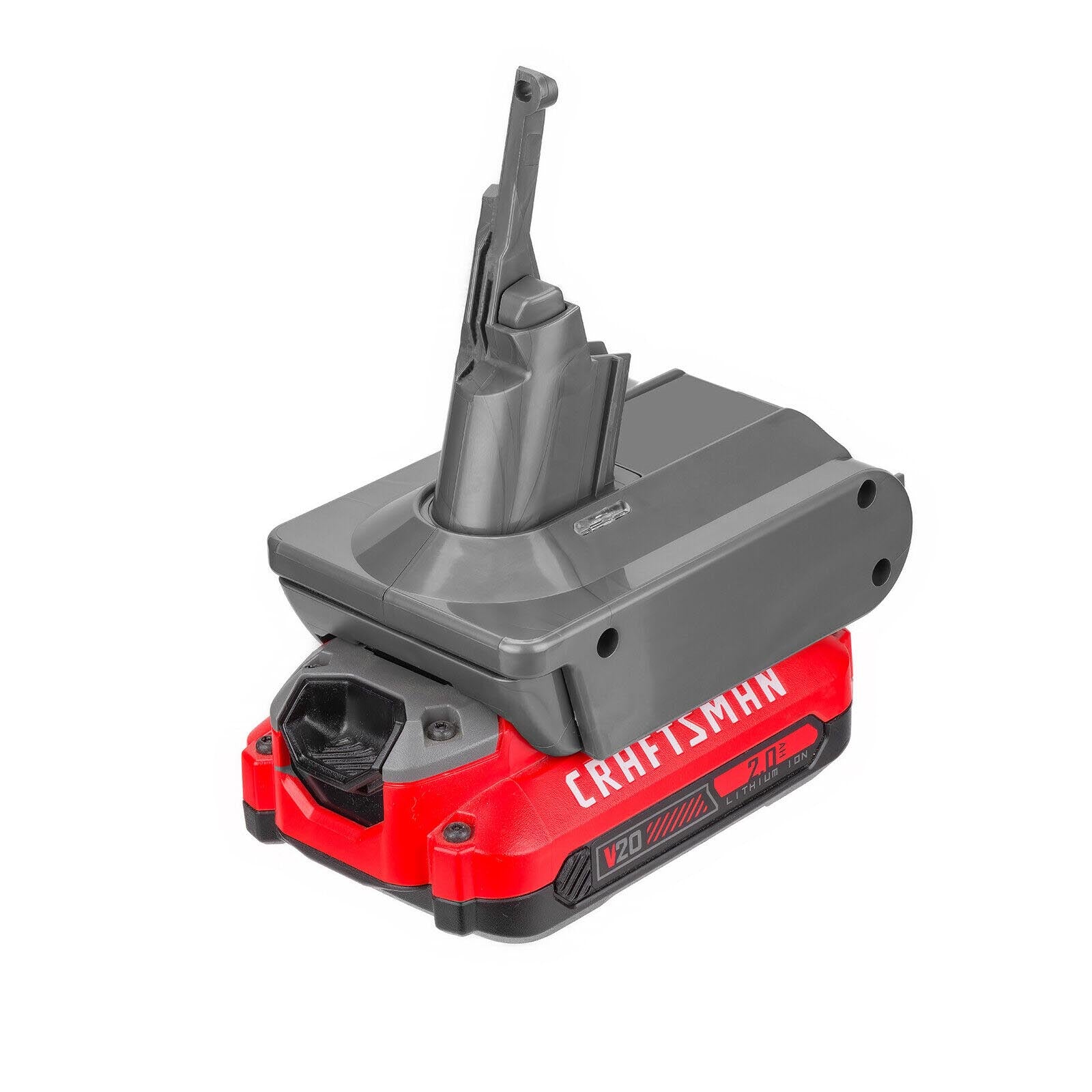 Craftsman 20V to Dyson V7 battery adapter - fitted to the Craftsman 20V battery, Dyson battery post facing upward