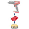 DeWalt 20V MAX to Bauer 20V battery adapter - compatibility diagram showing battery, adapter and drill