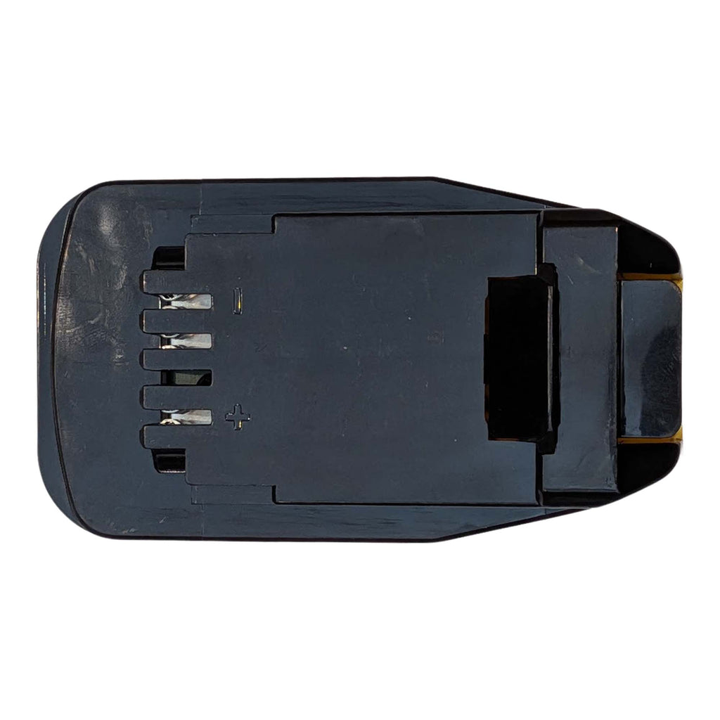 DeWalt 20V MAX to Black and Decker 20V battery adapter - tool-side face with four contacts and + and - marks