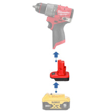 Load image into Gallery viewer, DeWalt 20V to Milwaukee 12V Battery Adapter
