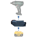 DeWalt 20V MAX to Parkside X20V battery adapter - compatibility diagram showing battery, adapter and impact driver