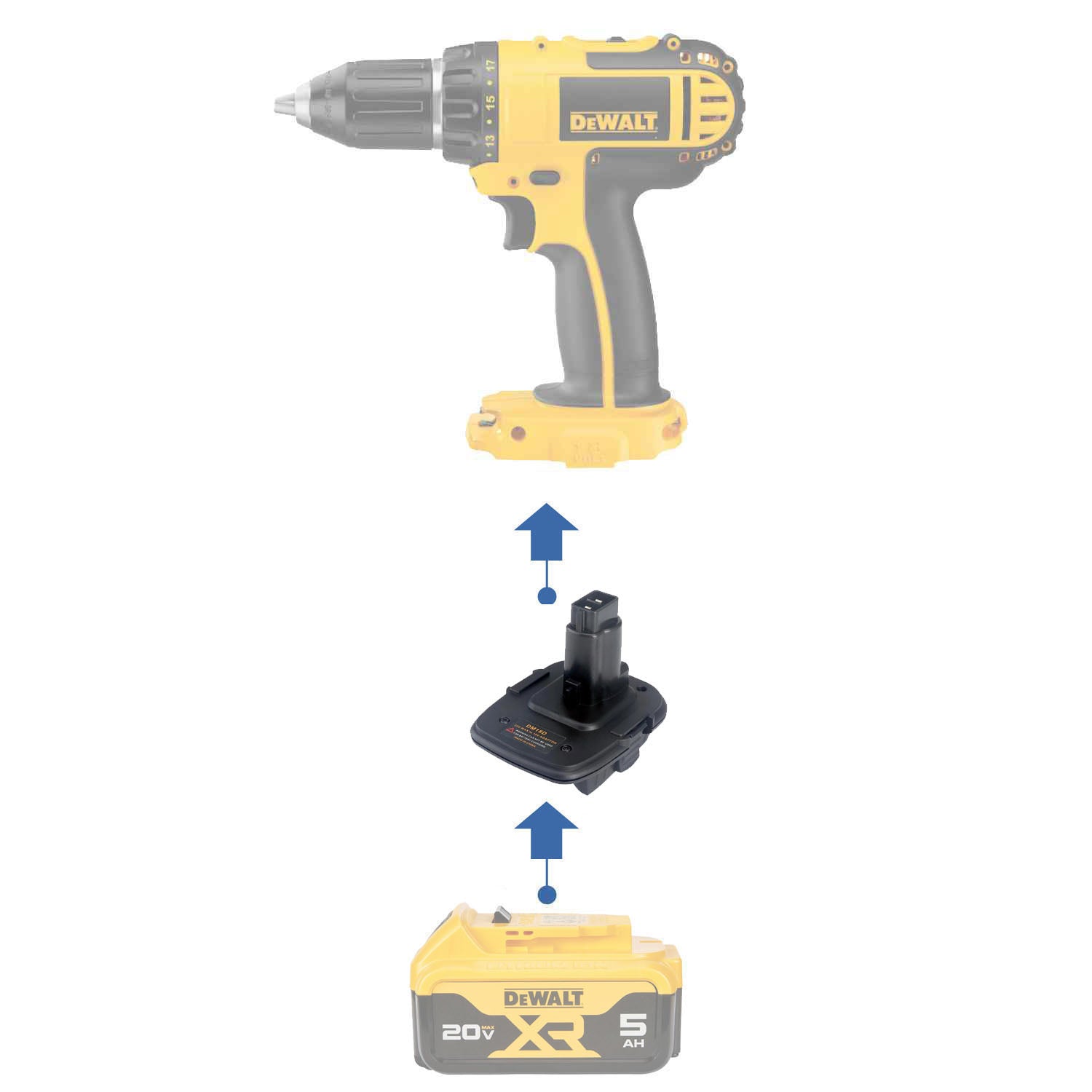 DeWalt 20V to DeWalt 18V Battery Adapter