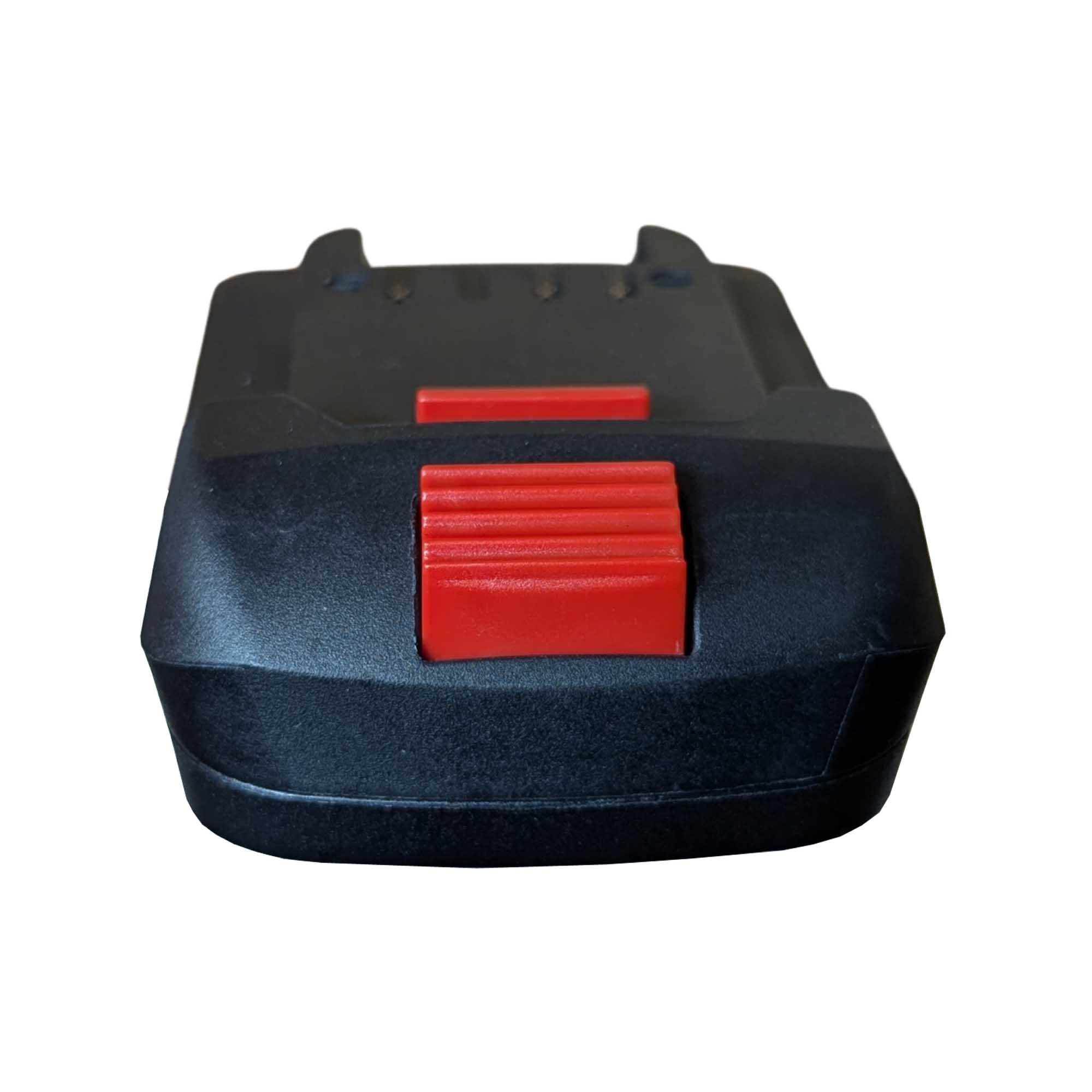 Einhell 18V PXC to Parkside X20V battery adapter - front view of the ribbed release button and the tool-side latch tab