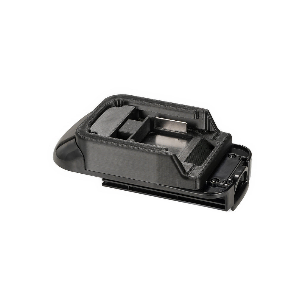 Makita 18V LXT to Black and Decker 18V Ni-Cd battery adapter - battery-side connection with guide rails and terminal block