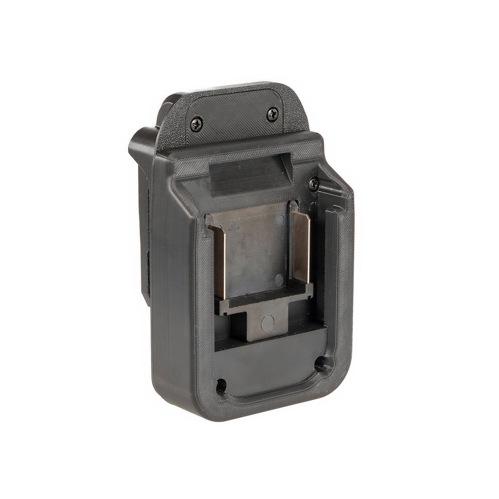 Makita 18V LXT to Chicago Electric 18V battery adapter - battery-side connection, front view with flat copper blade terminals