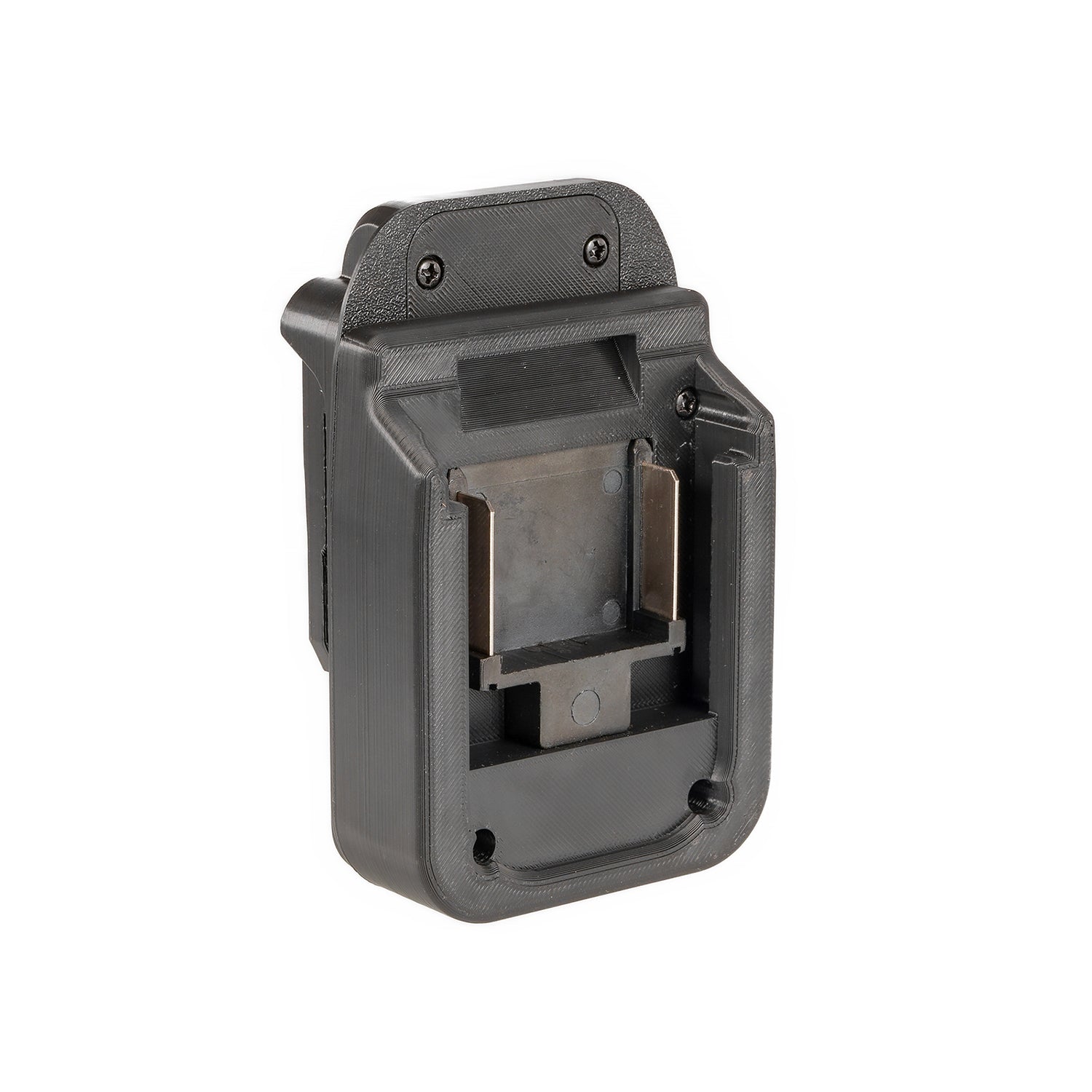Makita 18V LXT to Chicago Electric 18V battery adapter - battery-side connection, front view with flat copper blade terminals