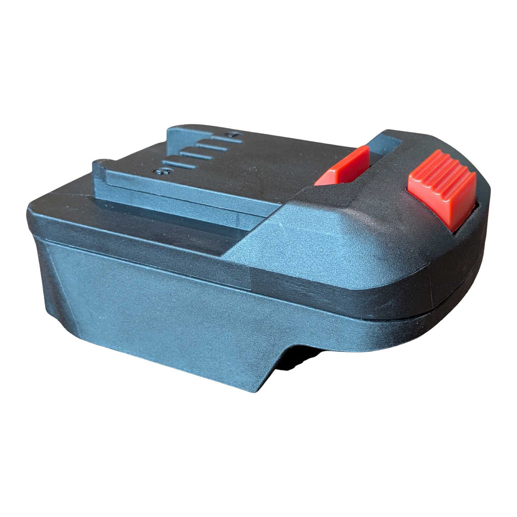 Makita 18V LXT to Parkside X20V battery adapter - Parkside tool-side connection, four slots and the ribbed release button
