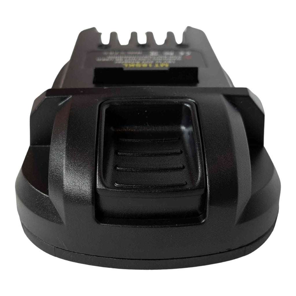 Makita 18V LXT to SKIL 20V PWR CORE battery adapter - close-up of the ribbed release button on the SKIL tool-side face