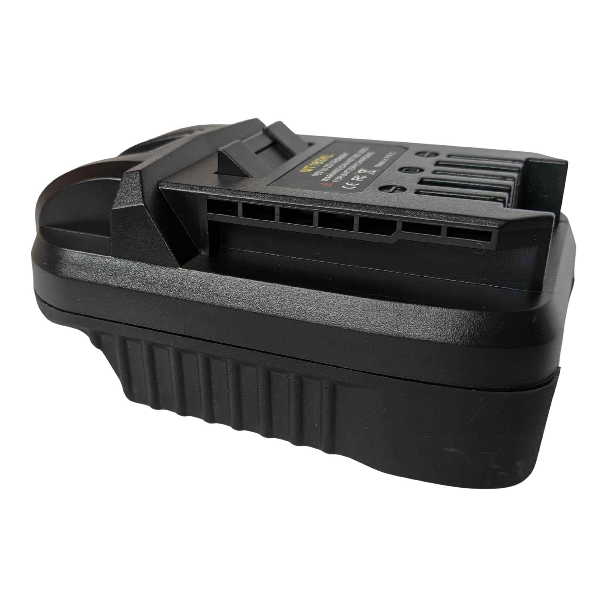 Makita 18V LXT to SKIL 20V PWR CORE battery adapter - front three-quarter view of the SKIL tool-side connection