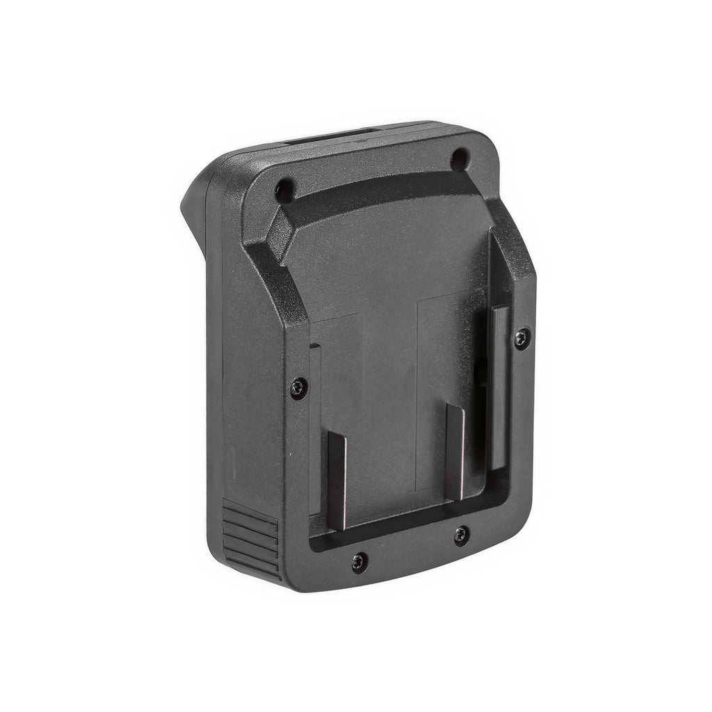 Metabo CAS 18V to DeWalt 20V MAX battery adapter - battery-side connection, twin copper blades in the recessed mounting face