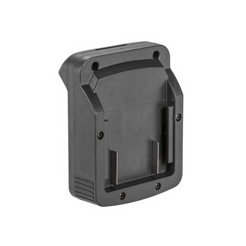 Metabo CAS 18V to DeWalt 20V MAX battery adapter - battery-side connection, twin copper blades in the recessed mounting face