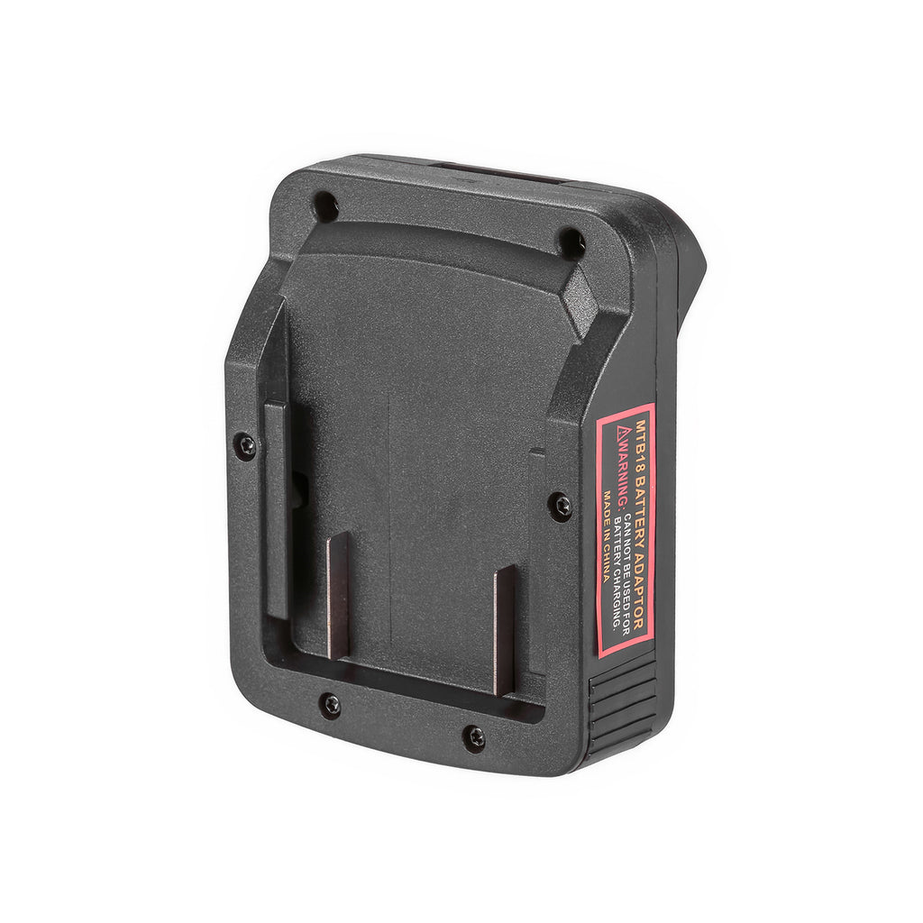 Metabo CAS 18V to DeWalt 20V MAX battery adapter - battery-side connection, twin copper blades in the recessed mounting face