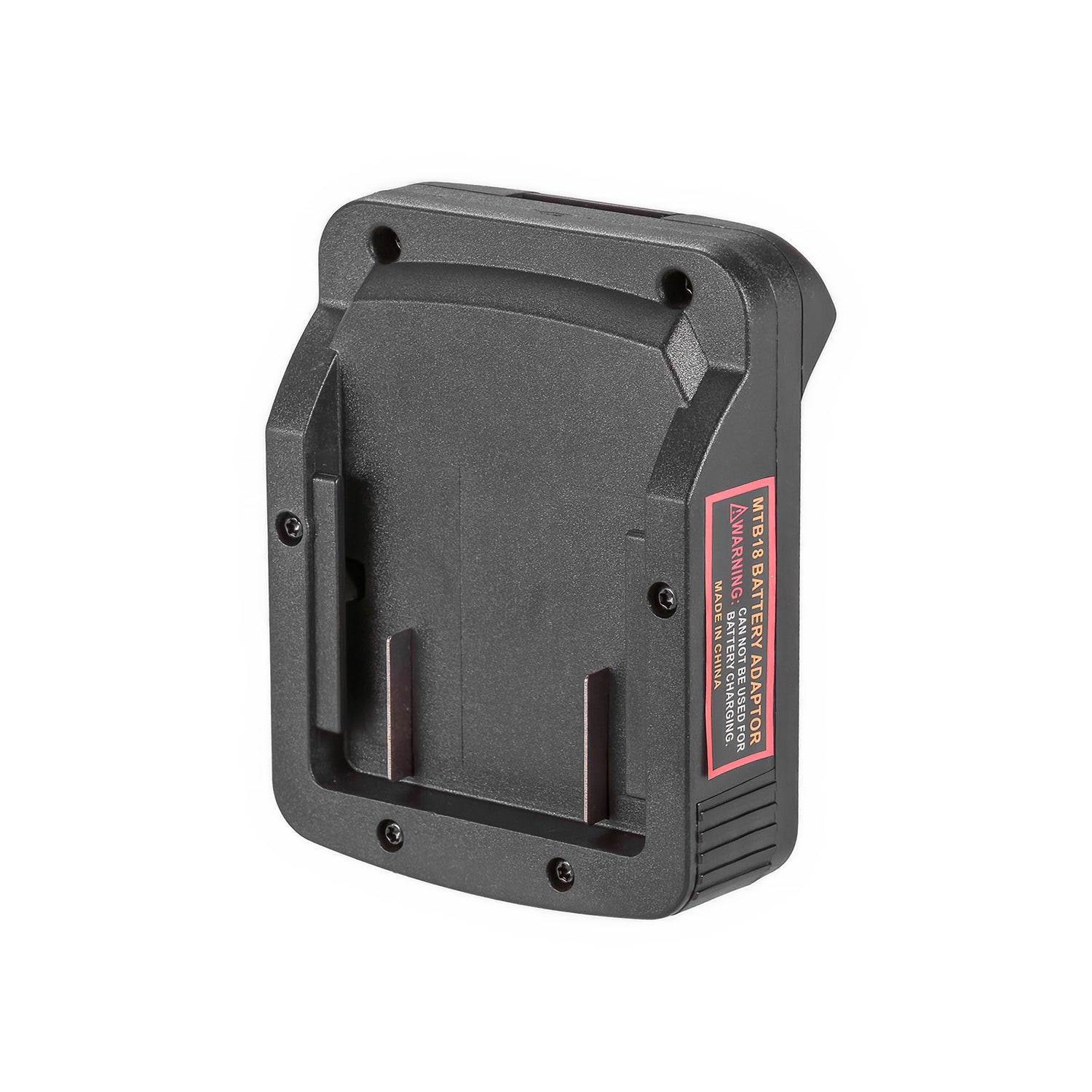 Metabo CAS 18V to DeWalt 20V MAX battery adapter - battery-side connection, twin copper blades in the recessed mounting face