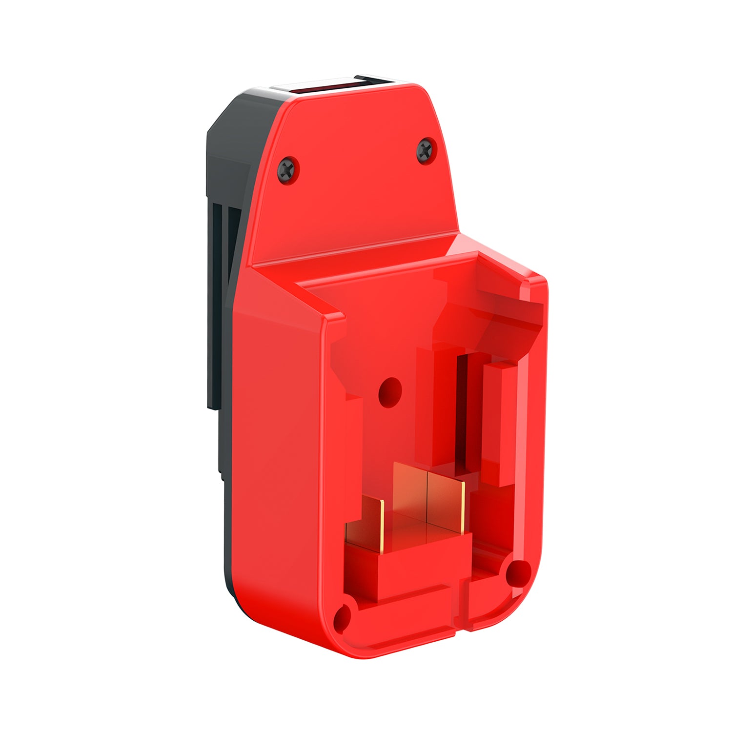 Milwaukee M18 to Porter Cable 20V battery adapter - battery-side socket with twin copper blades and black tool side behind