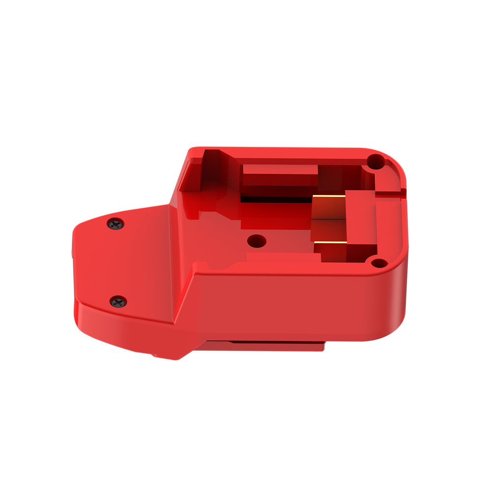 Milwaukee M18 to Bauer 20V battery adapter - Milwaukee battery-side connection with two copper terminals and screws