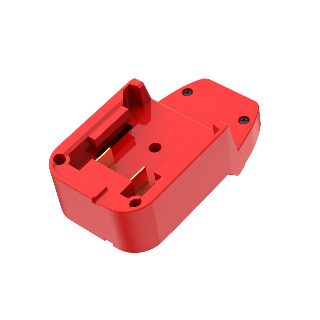 Milwaukee M18 to Bauer 20V battery adapter - Milwaukee battery-side connection with two copper terminals and screws