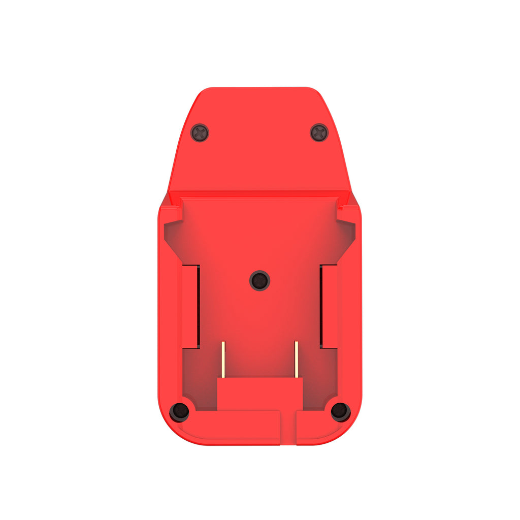 Milwaukee M18 to Bauer 20V battery adapter - Milwaukee battery-side connection with two copper terminals and screws