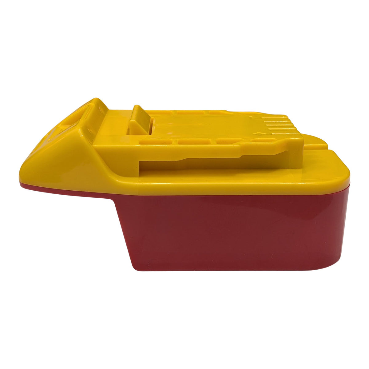 Milwaukee M18 to DeWalt 20V MAX battery adapter - side view from the opposite end