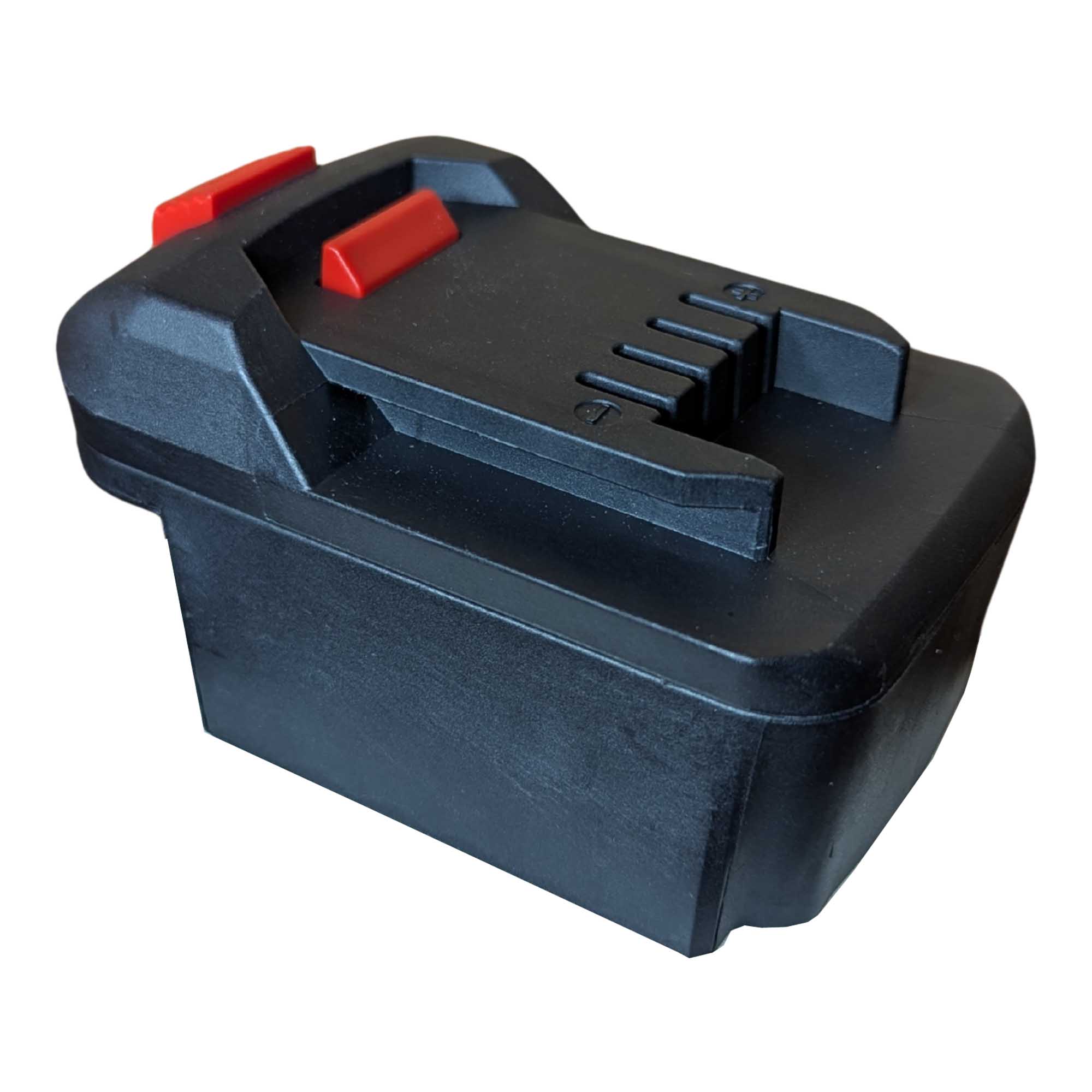 Milwaukee M18 to Parkside X20V battery adapter - Parkside tool-side connection, four terminal slots and polarity marks