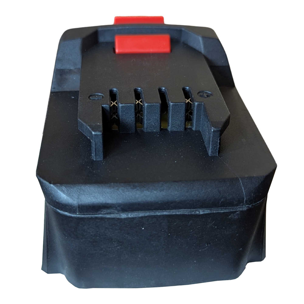 Milwaukee M18 to Parkside X20V battery adapter - close-up of the Parkside tool-side connection, copper spring contacts