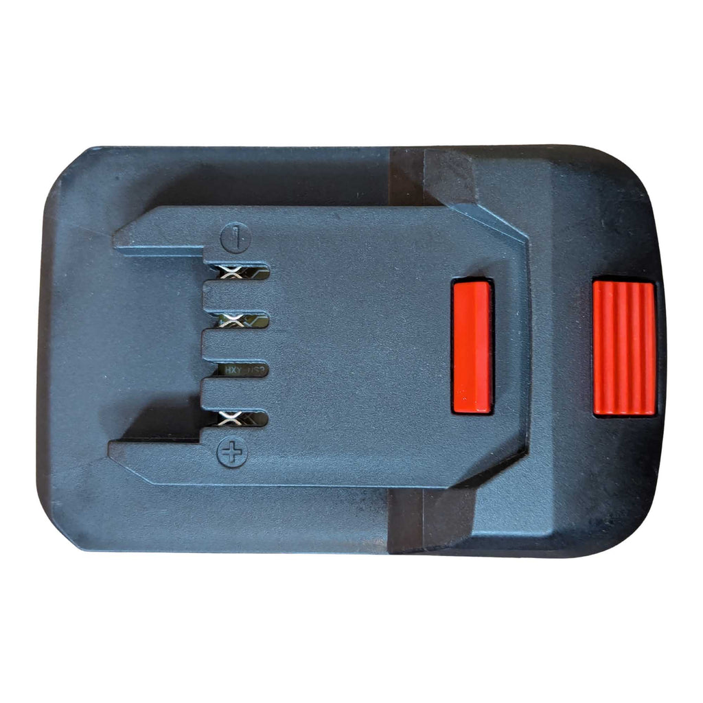Milwaukee M18 to Parkside X20V battery adapter - Parkside tool-side connection, four terminal slots with copper contacts