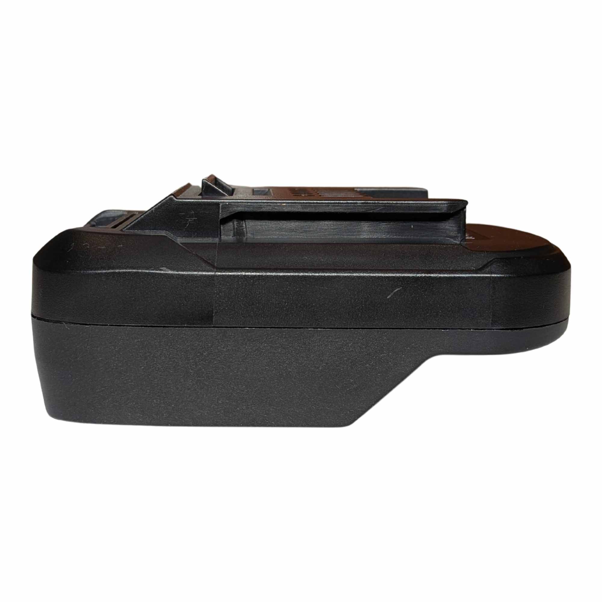 Parkside X20V to Ozito 18V PXC battery adapter - side profile of the body with the tool-side tongue above