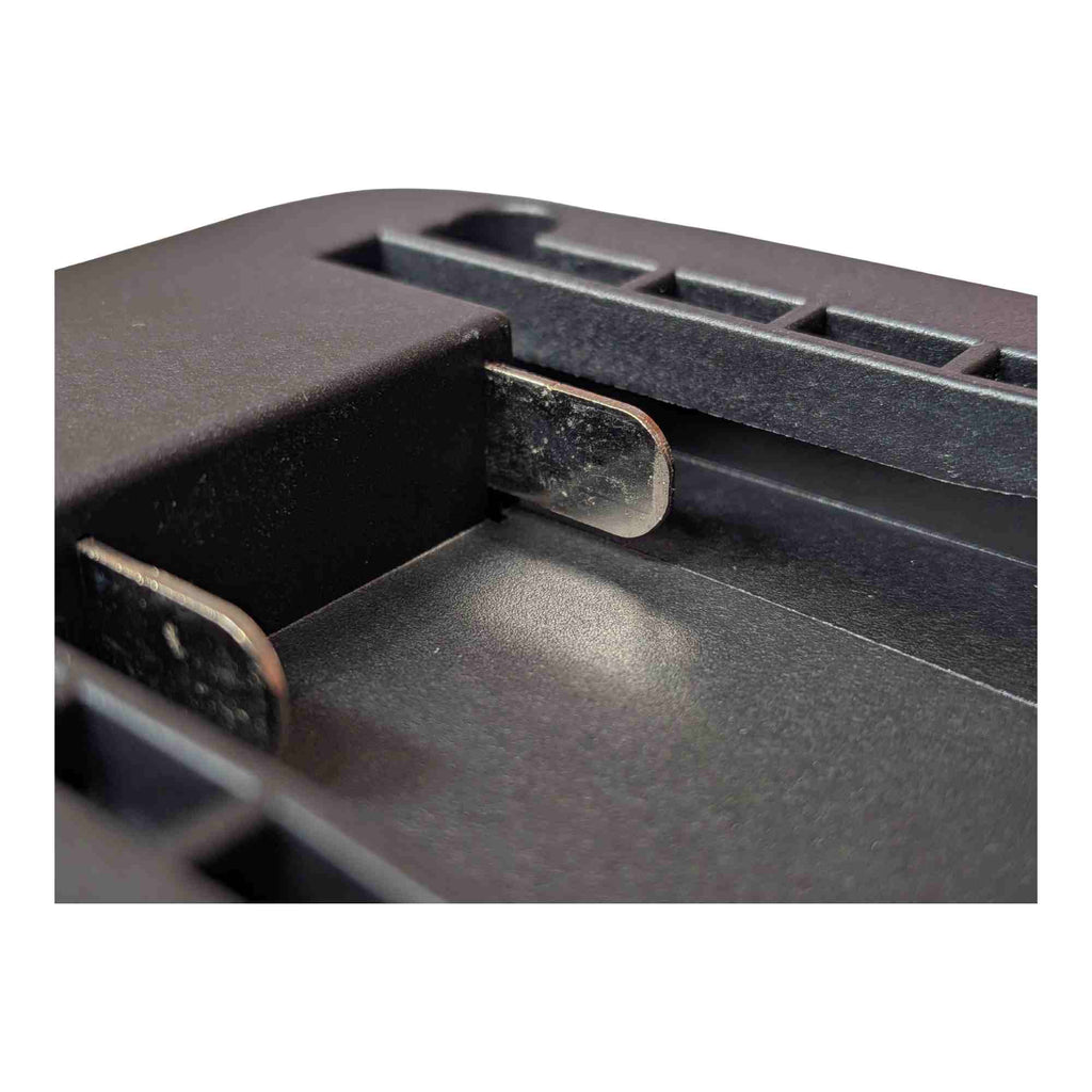 Parkside X20V to Ozito 18V PXC battery adapter - close-up of the twin blade terminals on the battery-side connection