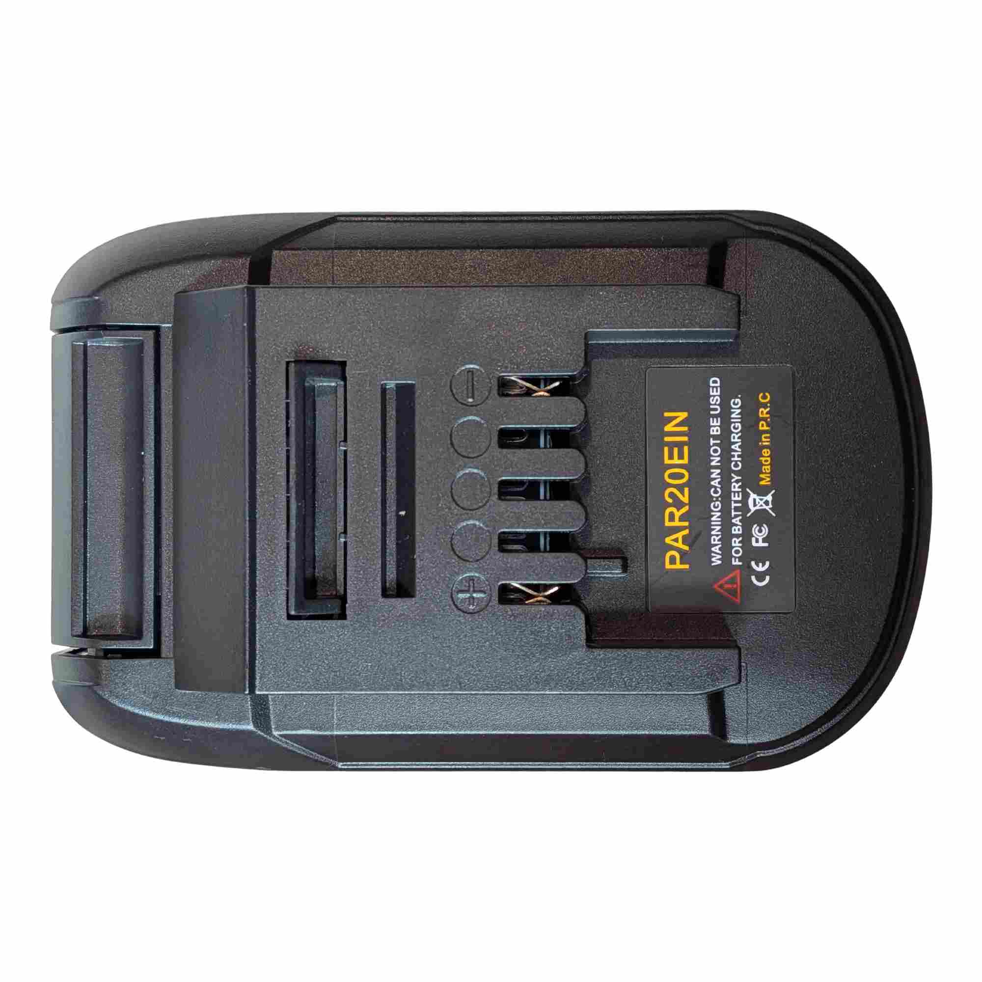 Parkside X20V to Ozito 18V PXC battery adapter - Ozito tool-side connection with five copper spring-clip terminals