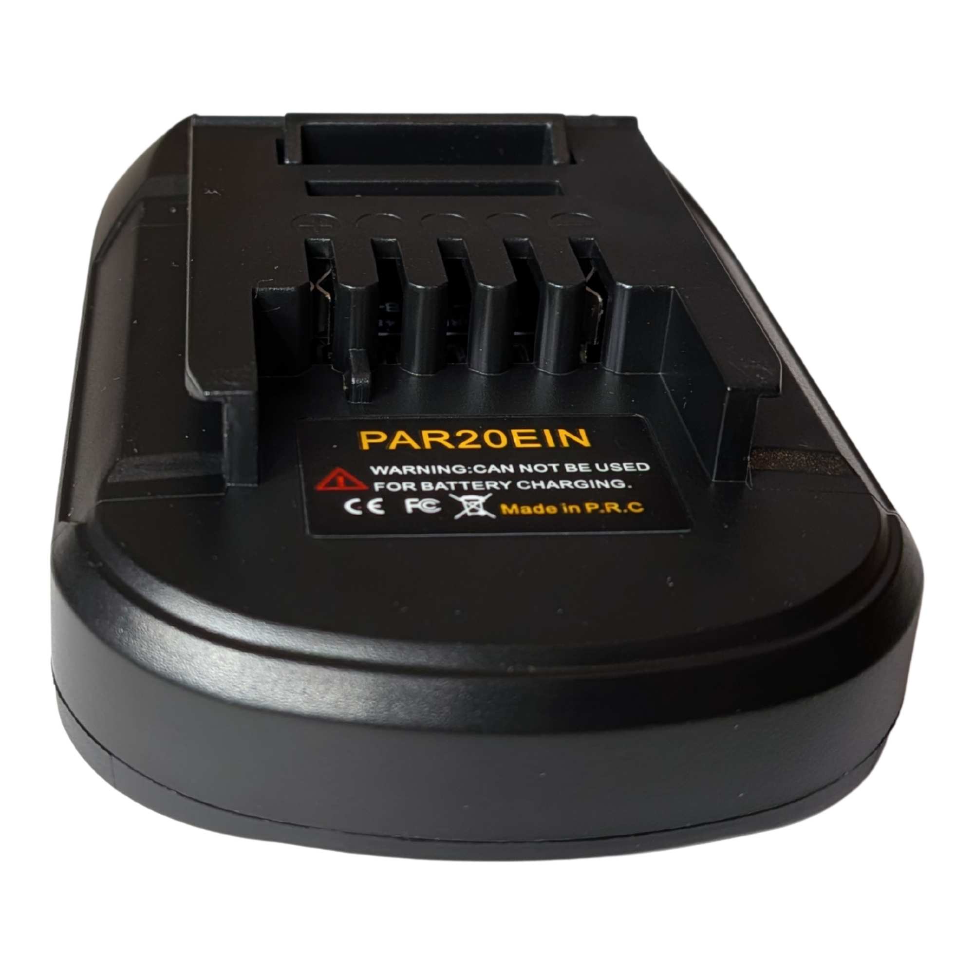 Parkside X20V to Ozito 18V PXC battery adapter - Ozito tool-side connection, angled view of the body