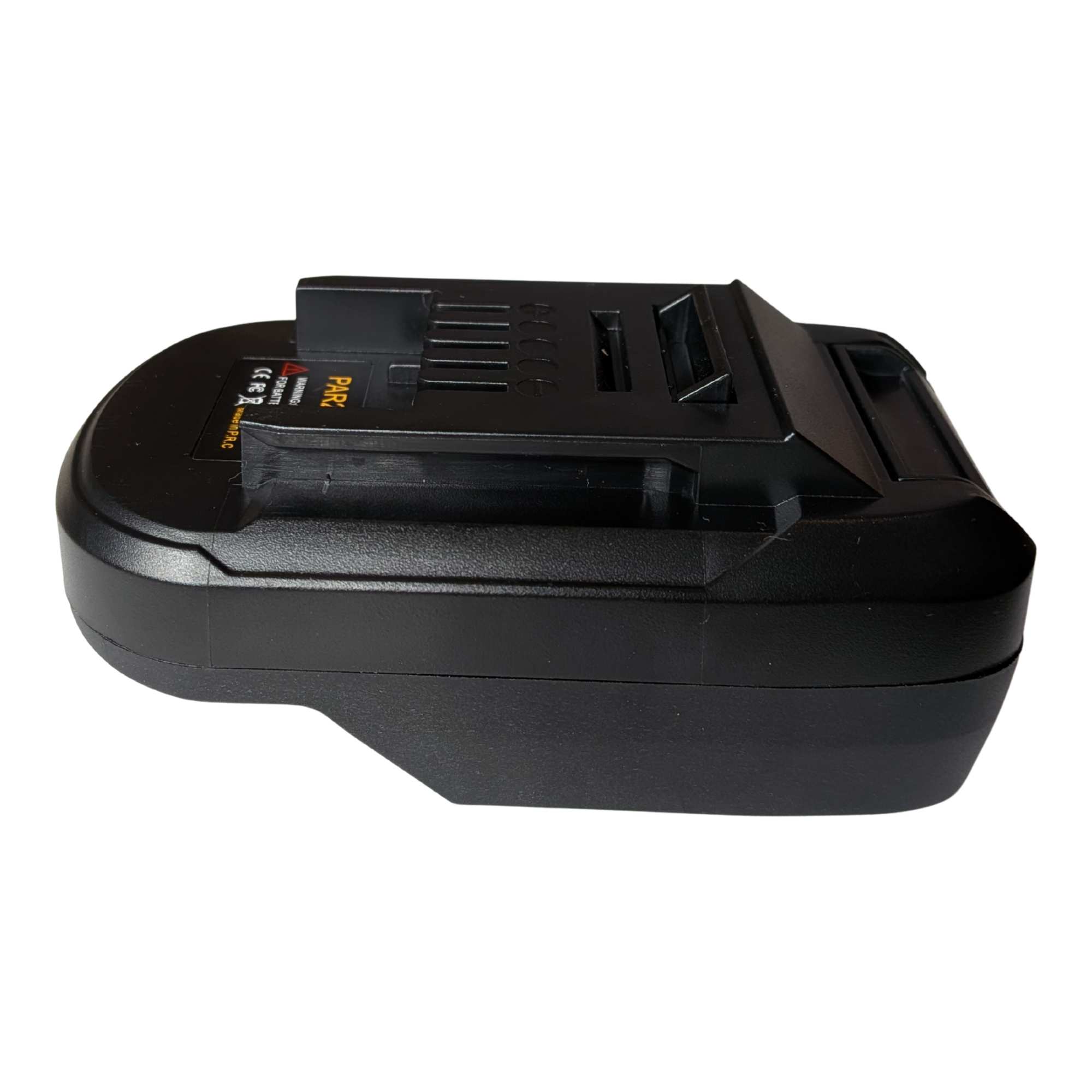 Parkside X20V to Ozito 18V PXC battery adapter - Ozito tool-side connection, side view from the opposite side