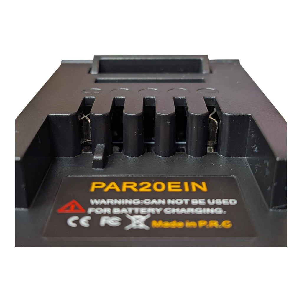 Parkside X20V to Ozito 18V PXC battery adapter - close-up of the Ozito tool-side connection, copper spring clips