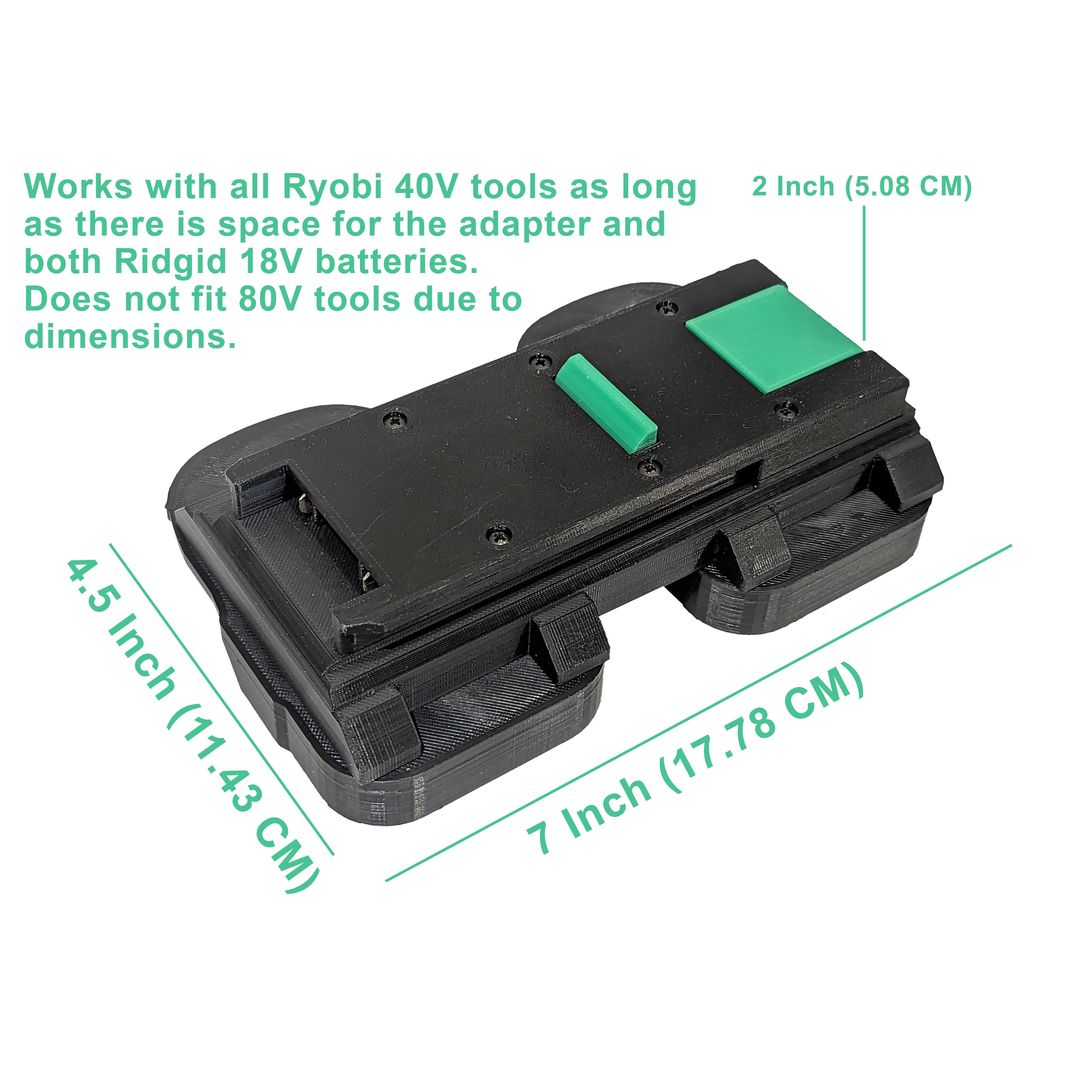 RIDGID 18V to Ryobi 36V/40V Battery Adapter