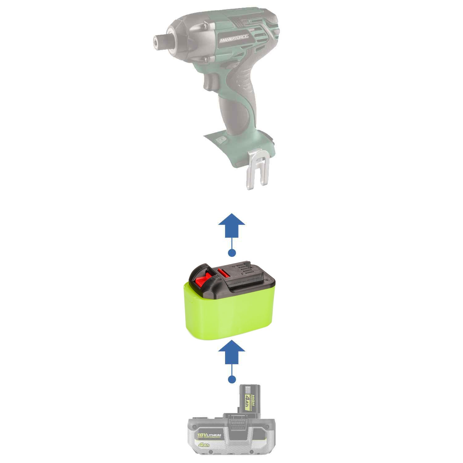 Ryobi 18V to Masterforce 20V Battery Adapter