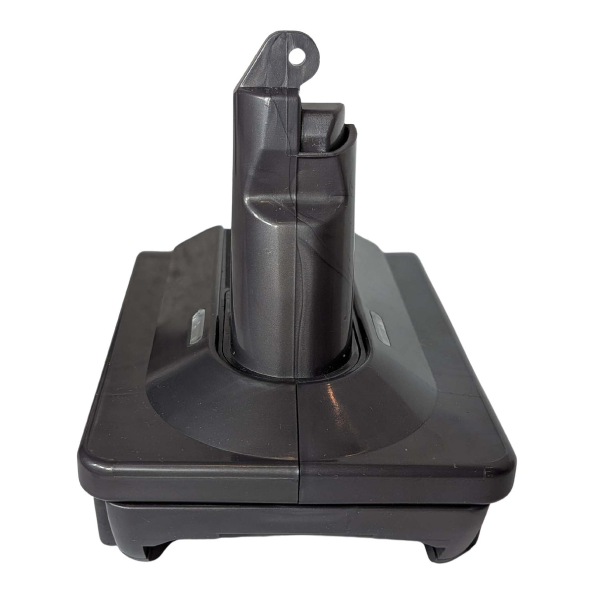 Stanley V20 to Dyson V6 battery adapter - Dyson tool-side stem square on, hook at the top of the stem