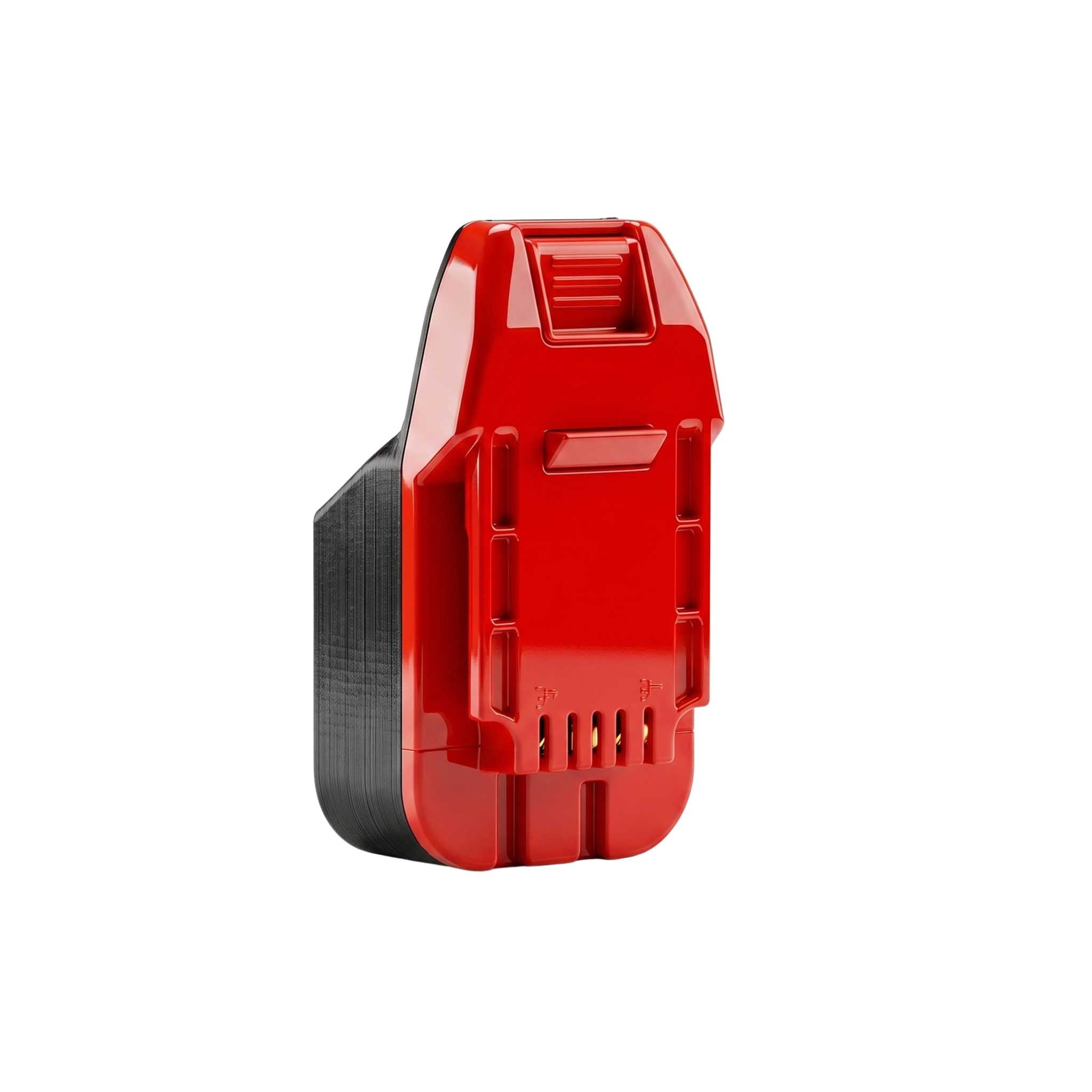 Warrior 18V to Bauer 20V battery adapter - tool-side connection with a row of terminal slots and copper spring contacts