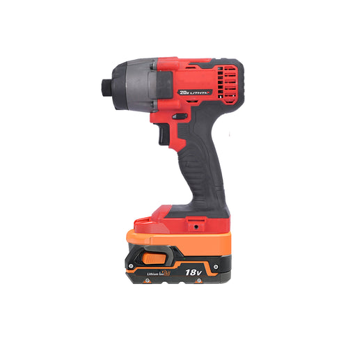 AEG 18V to Bauer 20V battery adapter - installed on an impact driver with the battery fitted below