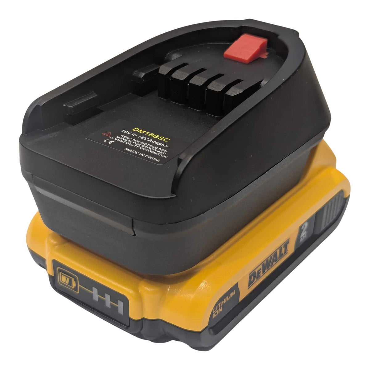 DeWalt 20V MAX to Bosch 18V PBA (Green) battery adapter - fitted to the battery, tool-side contact block and the printed