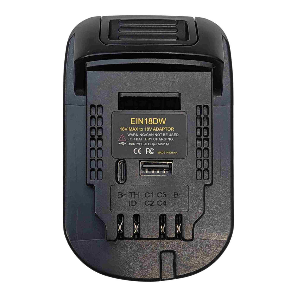 Einhell 18V PXC to DeWalt 20V MAX battery adapter - plan view of the DeWalt tool-side connection