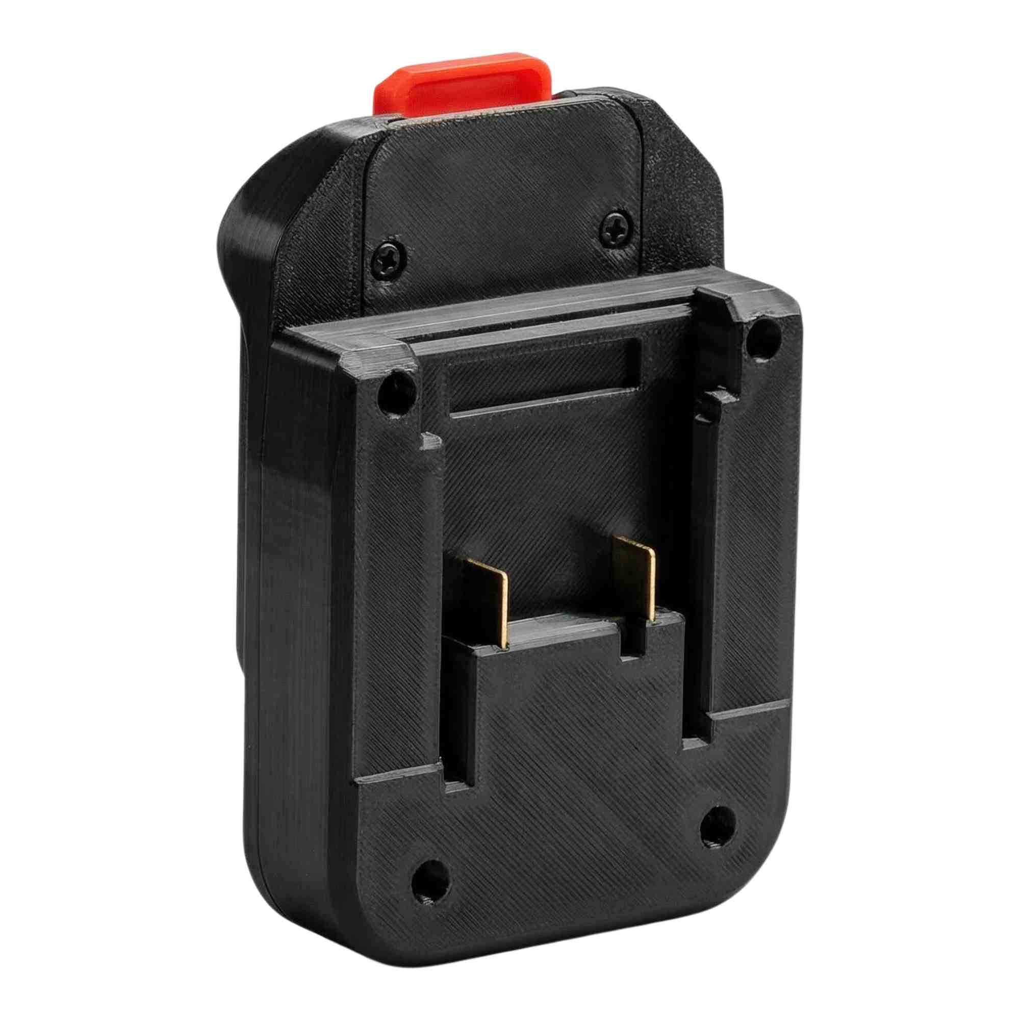 Einhell 18V PXC to MacNaught 18V battery adapter - Einhell battery-side connection, twin copper terminal pins