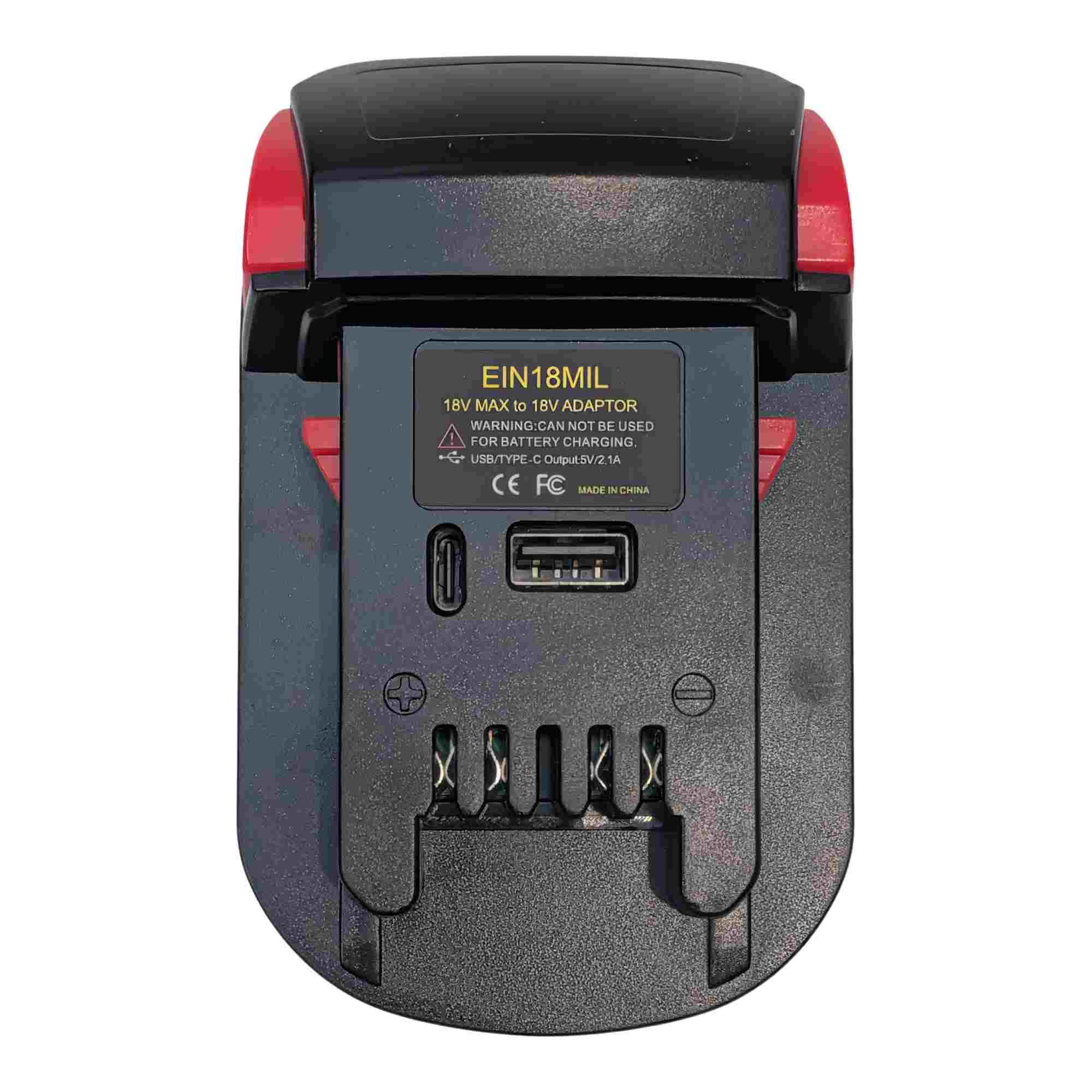 Einhell 18V PXC to Milwaukee M18 battery adapter - plan view of the Milwaukee tool-side connection