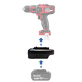 Makita 18V LXT to Ozito 18V PXC battery adapter - compatibility diagram showing battery, adapter and drill driver