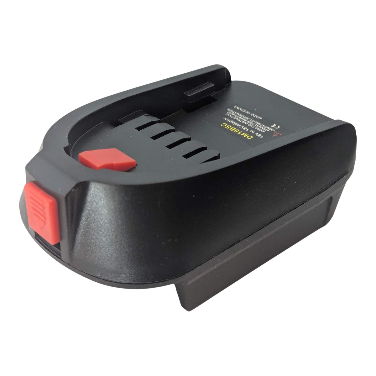 Milwaukee M18 to Gardena 18V P4A battery adapter - angled view
